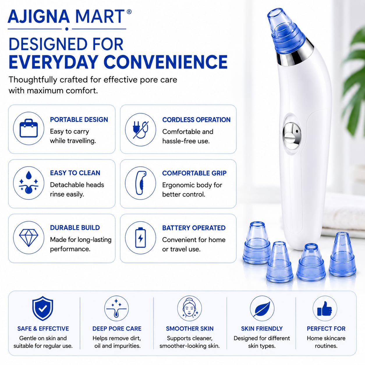 Léora™ PoreClean Facial Vacuum | 4-in-1 Blackhead & Pore Cleaner