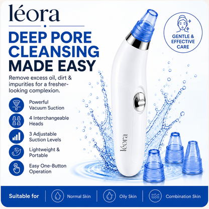 Léora™ PoreClean Facial Vacuum | 4-in-1 Blackhead & Pore Cleaner